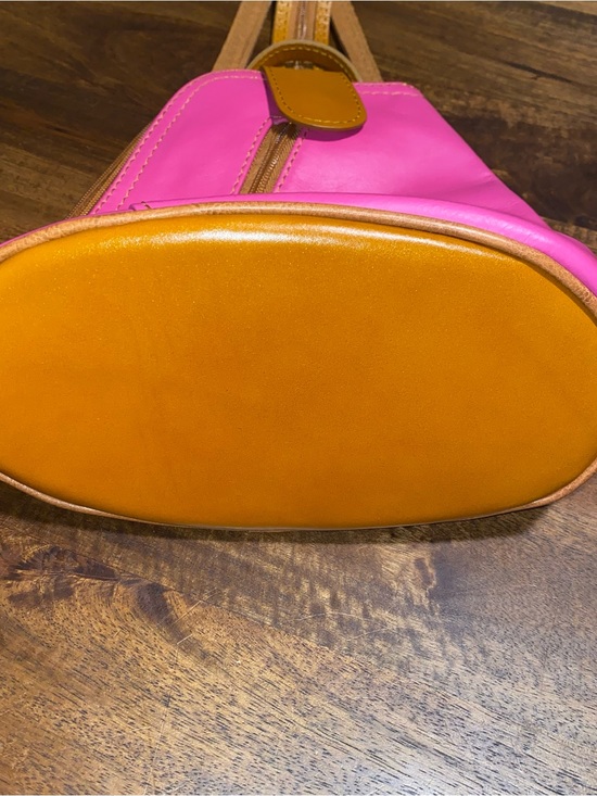 Vera Pelle Hot Pink and Tan Crossbody Sling Bag